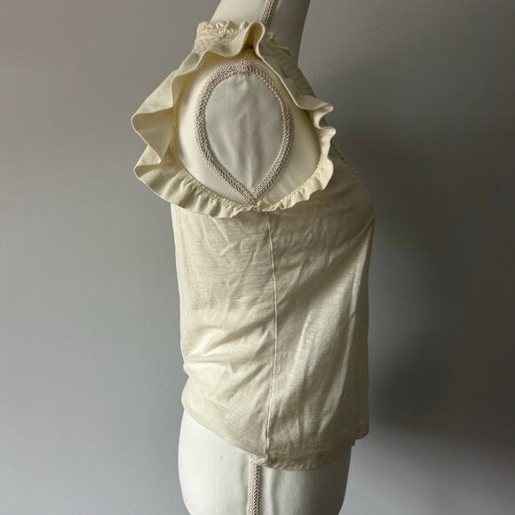 Nation LTD White Ruffle Blouse Top Gathered Tank Spring Cotton Shirt Size M - Picture 6 of 7